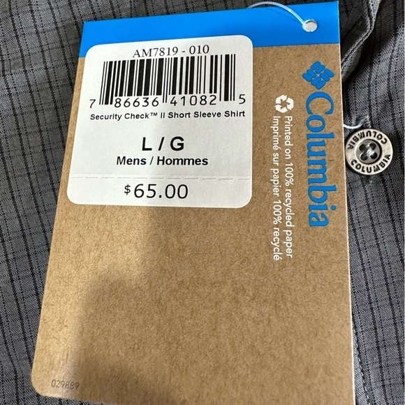 Columbia Security Check II Omni Shade UPF Button Down Shirt Gray Men's Lg NEW - Picture 12 of 14